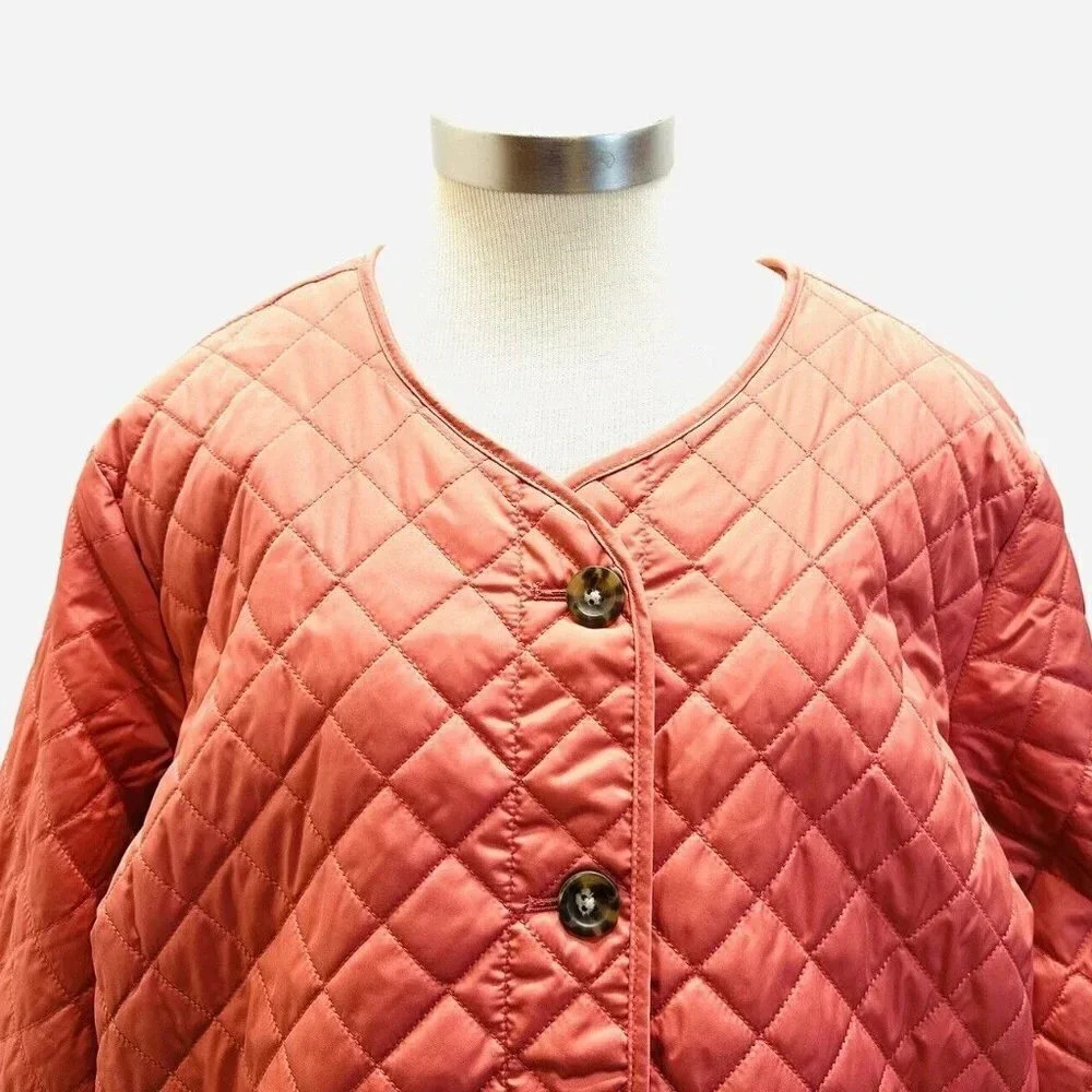 NWT CROFT & BARROW Women Button Down Quilted Orange Jacket Lightweight 2X - Picture 2 of 15